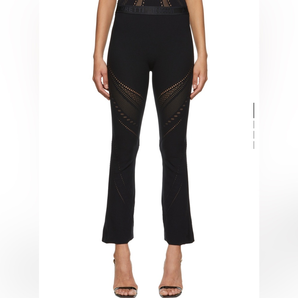 WOLFORD x  Alberta Ferretti Edition Ajouré Net Flared Leggings In 7005 Black